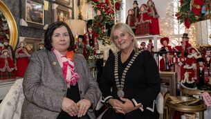 <p>The Mayor is pictured alongside chief executive of Cork County Council, Moira Murrell, visiting 'Read &amp; Write' newsagents in Youghal. Pictures by: Brian Lougheed </p>