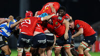 Edwin Edogbo with Ronan Foxe as he is lifted in the scrum 29/11/2025