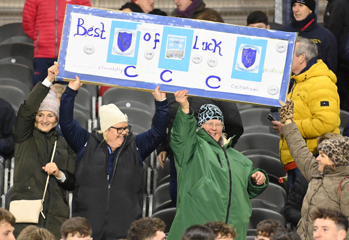 Clonakilty community college supporters celebrate after defeating Coláiste Choilm. Picture; Eddie O'Hare