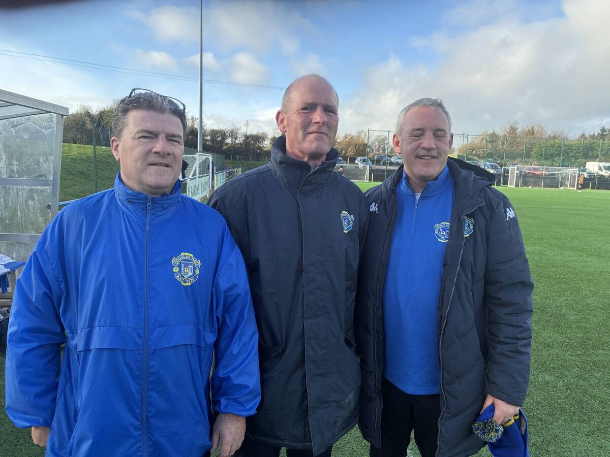 Youth Soccer: Douglas Hall management team, Brendan McCarthy, Mark Turner and Donagh Keeshan, before their Munster U17 Cup game against Mungret Regional at Moneygourney