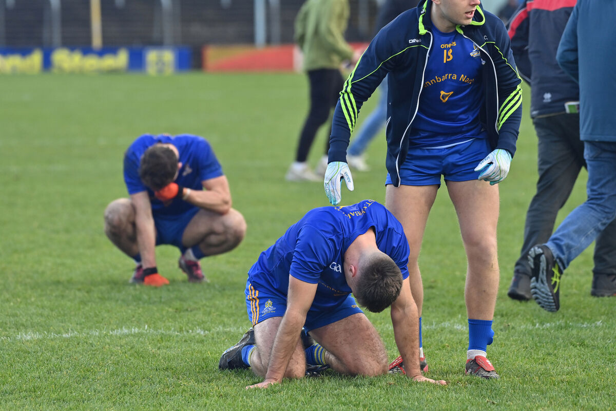  St Finbarr's on the ground after their loss to Dingle. Picture: Dan Linehan