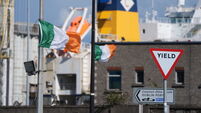 Irish tricolour flags flown in Dublin