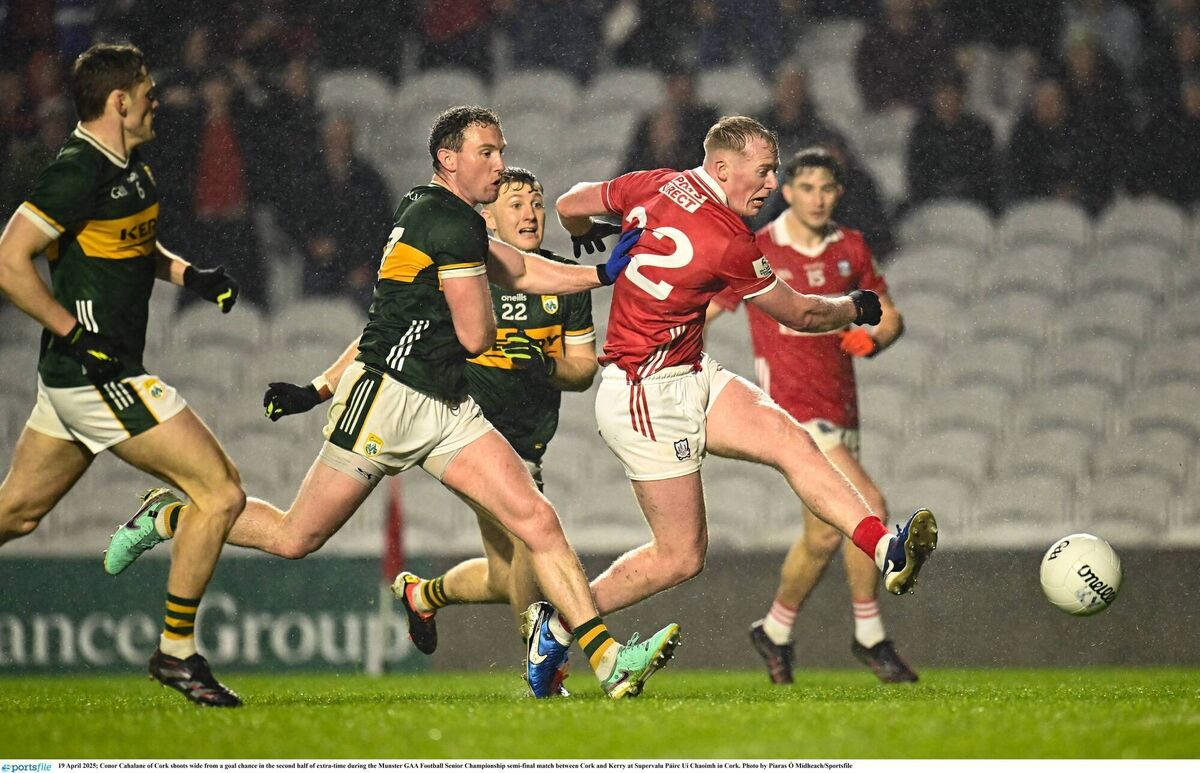 Conor Cahalane of Cork shoots against Kerry this year. Picture: Piaras Ó Mídheach/Sportsfile