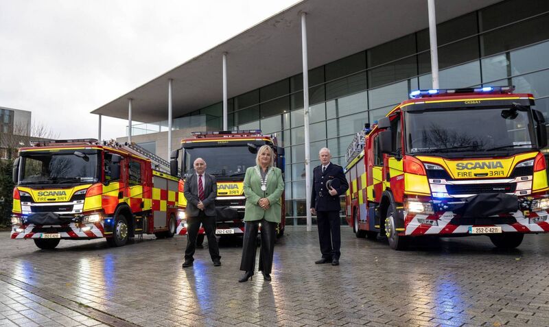County mayor Mary Linehan Foley with Cork County Fire Service’s Keith Jones and Andrew Macilwraith. The fire service recently took delivery of three fire engines. Women represent just 4.3% of its firefighters. Picture: Brian Lougheed
County mayor Mary Linehan Foley with Cork County Fire Service’s Keith Jones and Andrew Macilwraith. The fire service recently took delivery of three fire engines. Women represent just 4.3% of its firefighters. Picture: Brian Lougheed