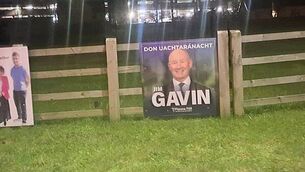 Fianna Fáil facing fine as Jim Gavin poster remains in place seven weeks after presidential election Fianna Fáil facing fine as Jim Gavin poster remains in place seven weeks after presidential election