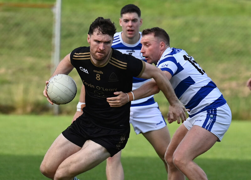 Valley Rovers' Chris O'Leary moves away from Brian Hurley and Rory Maguire of Castlehaven this year. Picture: Martin Walsh Valley Rovers' Chris O'Leary moves away from Brian Hurley and Rory Maguire of Castlehaven this year. Picture: Martin Walsh