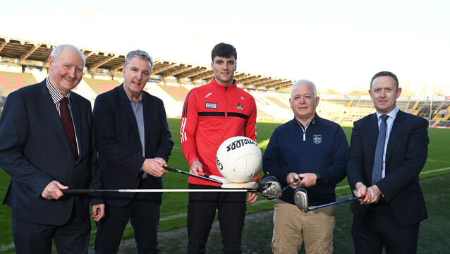 <p>The launch of the Stand For Feile golf classic on April 17th and 18th at Kenmare Golf Club from left – Pat Horgan, chairman Cork county board; Barry Coffey, former Cork footballer and chairman organising committee , Brian Hayes ,Cork hurler; Bertie McSwiney Kenmare golf club and organising committee and Colm Cooper former Kerry footballer. Picture: Eddie O'Hare</p>