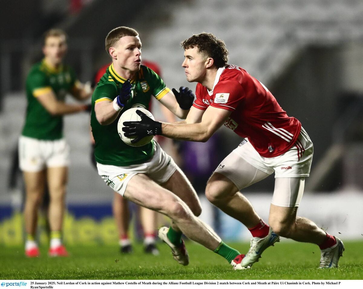 Cork's Neil Lordan clears his lines despite the pressure from Meath's Mathew Costello last season. Picture: Michael P Ryan/Sportsfile