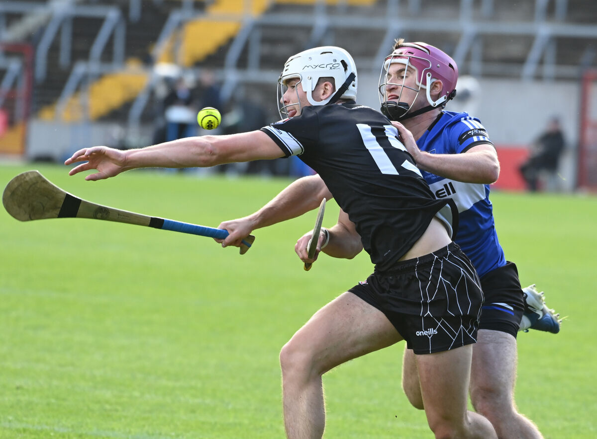 Midleton's David Cremin tussles with Sarsfields' Donal English during the Co-Op Superstores Premier SHC final at SuperValu Páirc Uí Chaoimh. Picture: Eddie O'Hare Midleton's David Cremin tussles with Sarsfields' Donal English during the Co-Op Superstores Premier SHC final at SuperValu Páirc Uí Chaoimh. Picture: Eddie O'Hare
