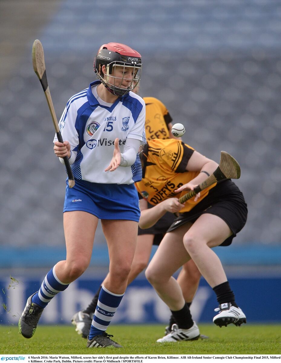 Maria Watson, Milford, scores her side's first goal despite the efforts of Karen Brien, Killimor. Picture: Piaras Ó Mídheach/SPORTSFILE Maria Watson, Milford, scores her side's first goal despite the efforts of Karen Brien, Killimor. Picture: Piaras Ó Mídheach/SPORTSFILE