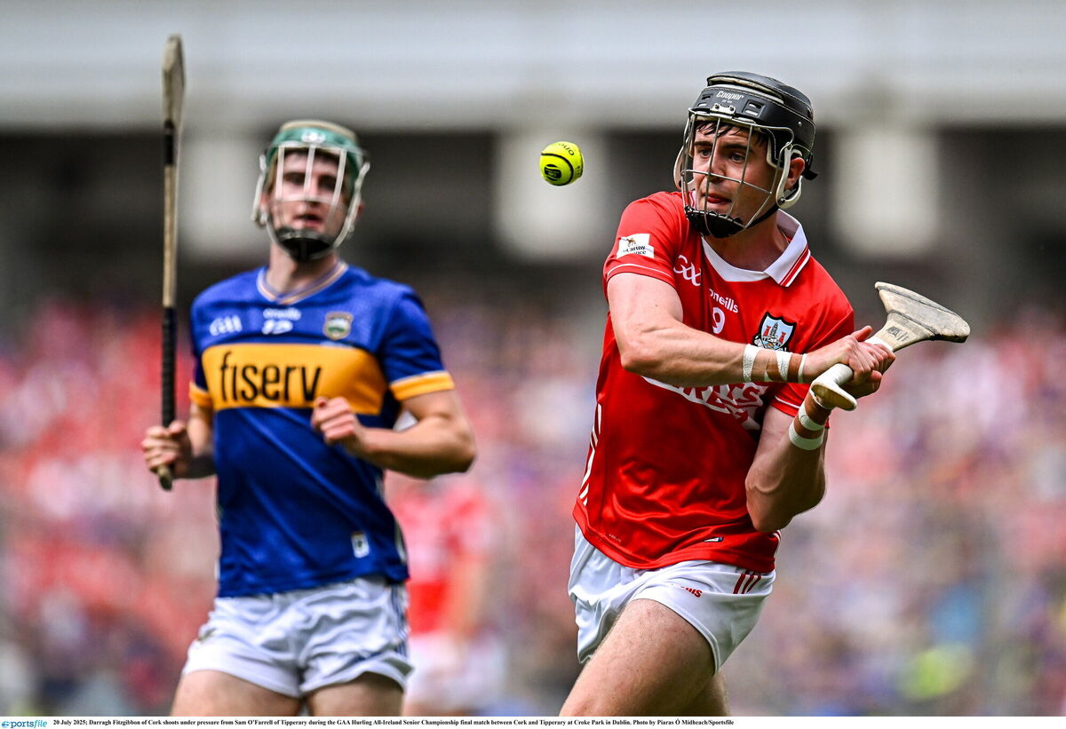 Cork's Darragh Fitzgibbon shoots under pressure from Sam O’Farrell of Tipperary this year. Picture: Piaras Ó Mídheach/Sportsfile Cork's Darragh Fitzgibbon shoots under pressure from Sam O’Farrell of Tipperary this year. Picture: Piaras Ó Mídheach/Sportsfile