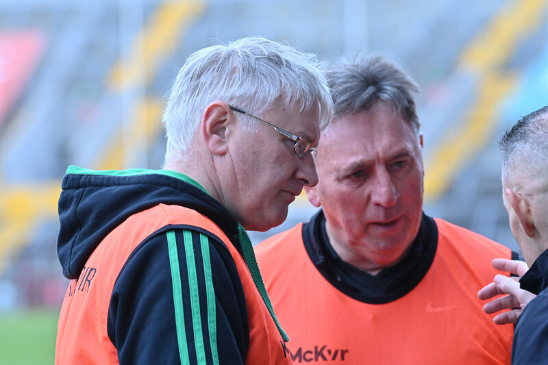  Nemo Rangers manager Robbie O'Dwyer an selector Jimmy Kerrigan at the McCarthy Insurance Group SFC final at SuperValu Páirc Uí Chaoimh. Picture Dan Linehan