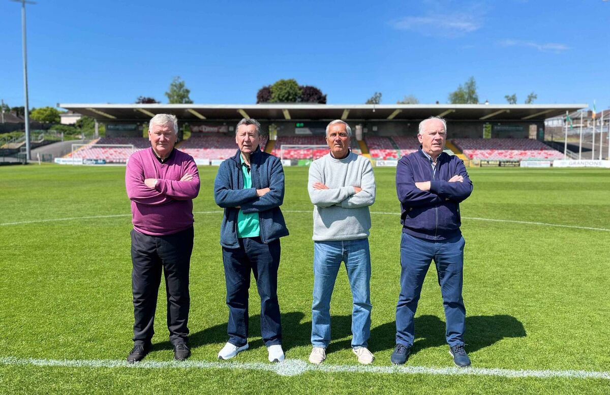 George Best's Cork Celtic teammates John Carroll, Alfie McCarthy, Bryan McSweeney and Jerry Myers at Turner's Cross. George Best's Cork Celtic teammates John Carroll, Alfie McCarthy, Bryan McSweeney and Jerry Myers at Turner's Cross.
