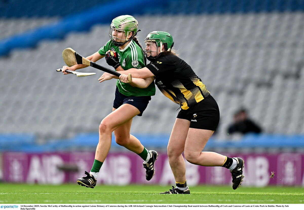 Sorcha McCarthy of Ballincollig in action against Luisne Delaney of Camross. Picture: Seb Daly/Sportsfile Sorcha McCarthy of Ballincollig in action against Luisne Delaney of Camross. Picture: Seb Daly/Sportsfile