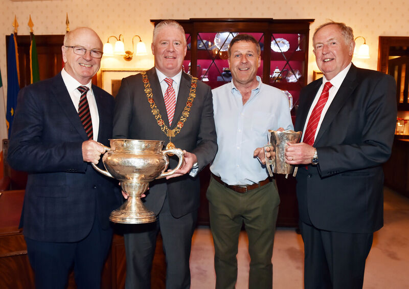 Pictured at a reception for the successful UCC Sigerson Cup and Fitzgibbon Cup managements in 2019 were, from left, Dr Paddy Crowley, president UCC hurling; then-Lord Mayor Cllr Mick Finn; John Grainger, UCC games development officer; and Dr Con Murphy, president UCC football. Picture: Eddie O'Hare Pictured at a reception for the successful UCC Sigerson Cup and Fitzgibbon Cup managements in 2019 were, from left, Dr Paddy Crowley, president UCC hurling; then-Lord Mayor Cllr Mick Finn; John Grainger, UCC games development officer; and Dr Con Murphy, president UCC football. Picture: Eddie O'Hare