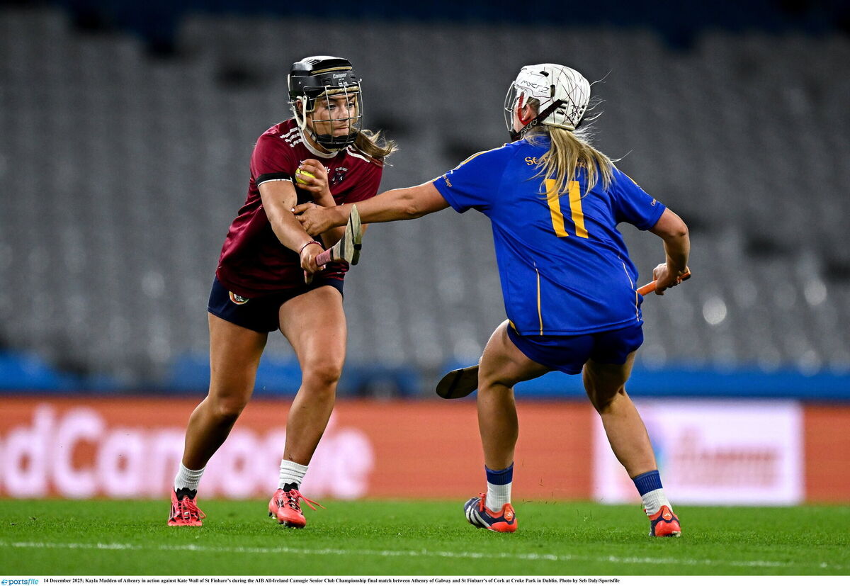 Kayla Madden of Athenry in action against Kate Wall of St Finbarr’s. Picture: Seb Daly/Sportsfile Kayla Madden of Athenry in action against Kate Wall of St Finbarr’s. Picture: Seb Daly/Sportsfile