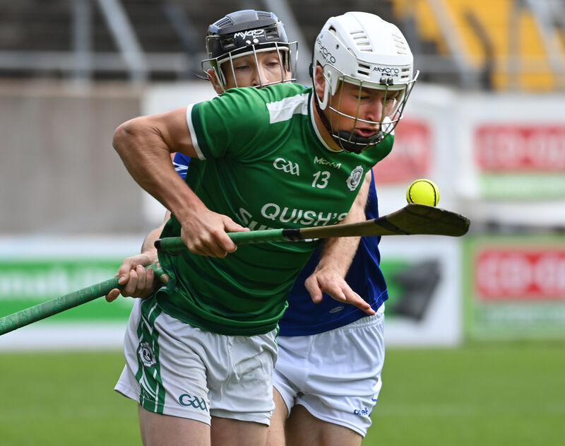 Ballincollig's Adam Wills is tackled by Ballinhassig's Patrick O'Leary. Picture: Eddie O'Hare Ballincollig's Adam Wills is tackled by Ballinhassig's Patrick O'Leary. Picture: Eddie O'Hare