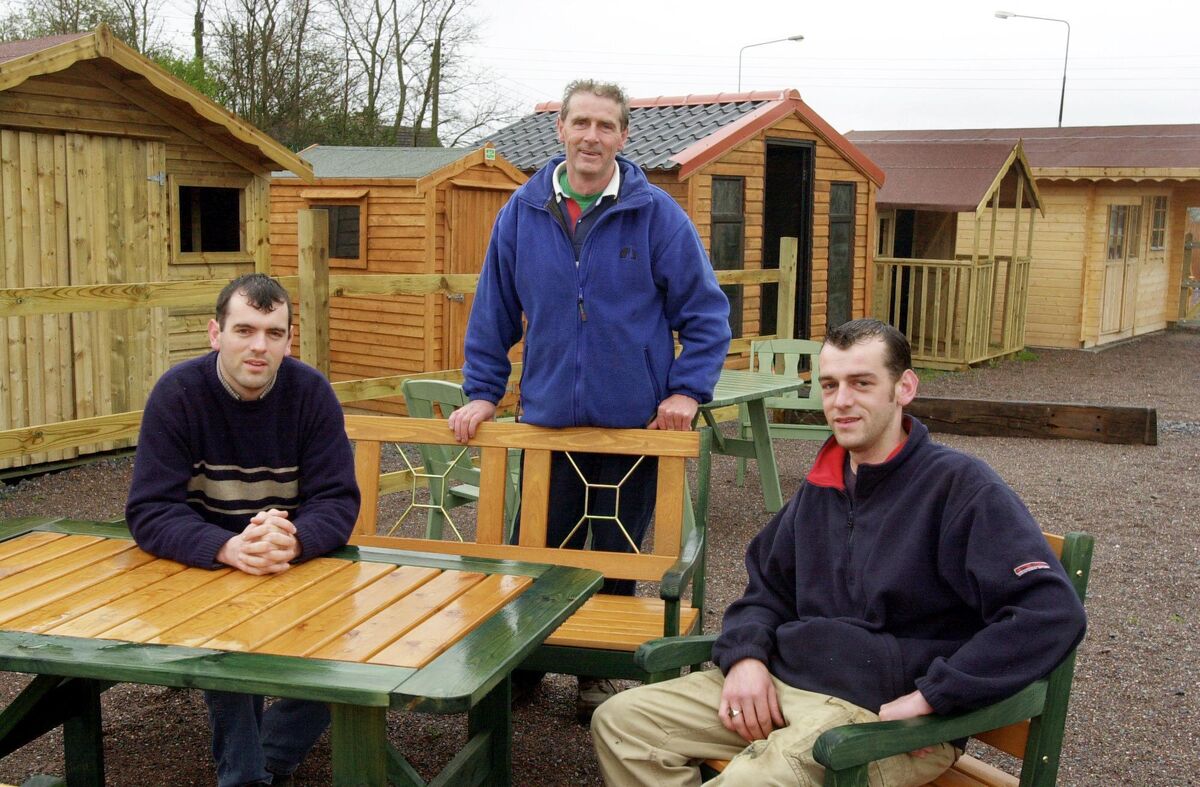 Jim with his sons Keith and Jason hanley in the garden display area in 2003 .pic denis scannell