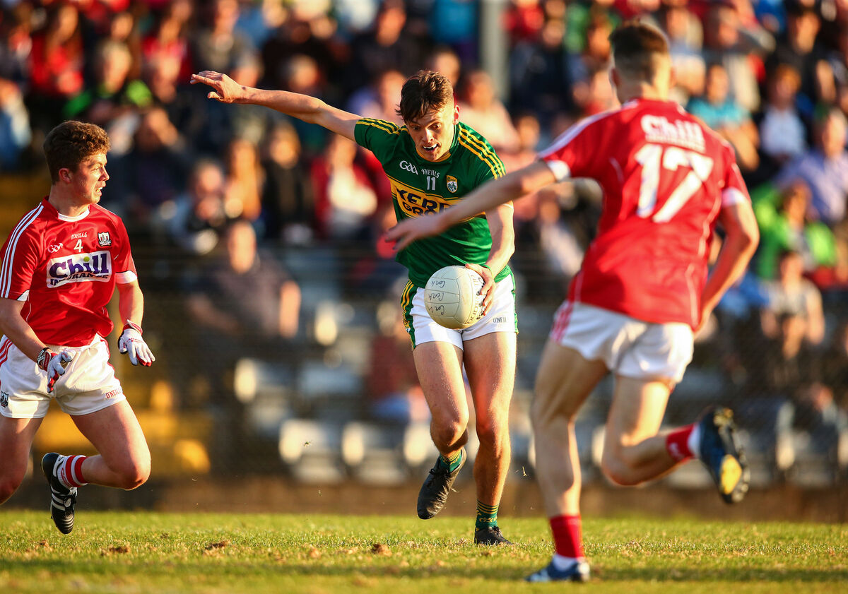 David Clifford of Kerry in action against Cork in the 2017 Electric Ireland Munster MFC semi-final at Páirc Uí Rinn - the last year that minor was U18. Picture: Inpho/Cathal Noonan
