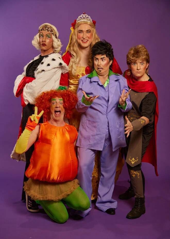 The Improv Panto is currently running at Cork Opera House with cast members (Back L-R) John McCarthy and Dominic McHale; (Front L-R) Declan Wolfe, Laura O'Mahony and Laura Harte. 