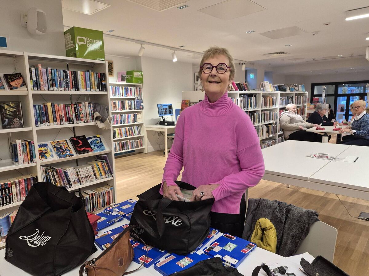 Founder and organiser of the local club, Mary Neville, getting the boards and cards set up at the Briery Gap.