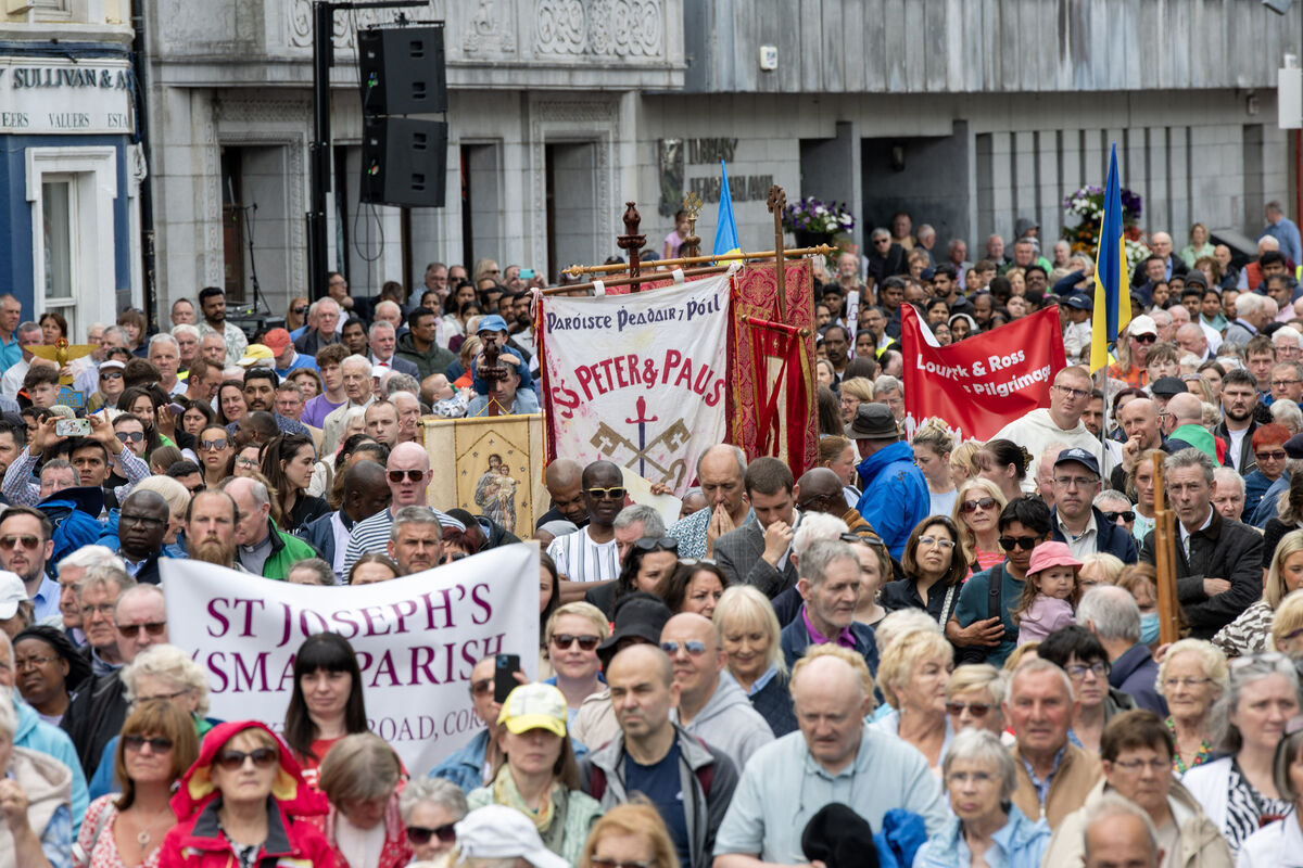 The Bishop of Cork and Ross, Bishop Fintan Gavin, led the annual Corpus Christi Eucharistic Procession which took place on June 22, 2025 through the streets of Cork City. This year marked the 99th anniversary of the inaugural Procession. Picture: Brian Lougheed