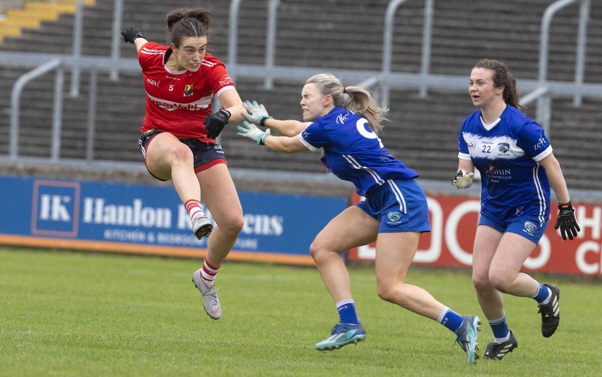 Sadbh McGoldrick shoots for Cork against Laois. Picture: Alf Harvey
