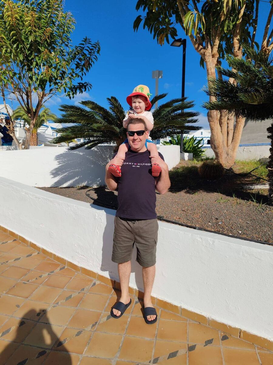 Dave and his son Darragh in Lanzarote.