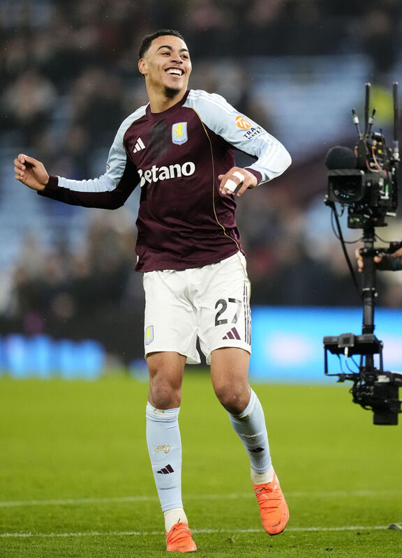 Aston Villa's Morgan Rogers celebrates after the Premier League match against Man United  at Villa Park, Birmingham. Picture: Nick Potts/PA Wire