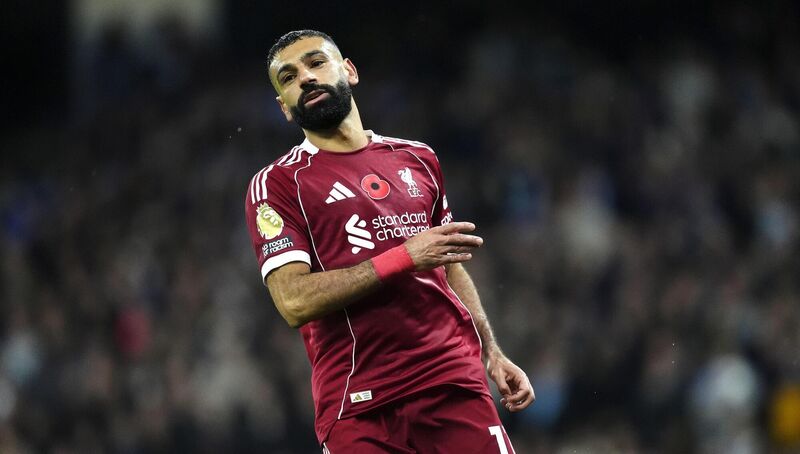 Liverpool's Mohamed Salah rues a missed chance during the Premier League match at Etihad Stadium, Manchester. Picture date: Sunday November 9, 2025. PA Photo. Photo credit should read: Nick Potts/PA Wire