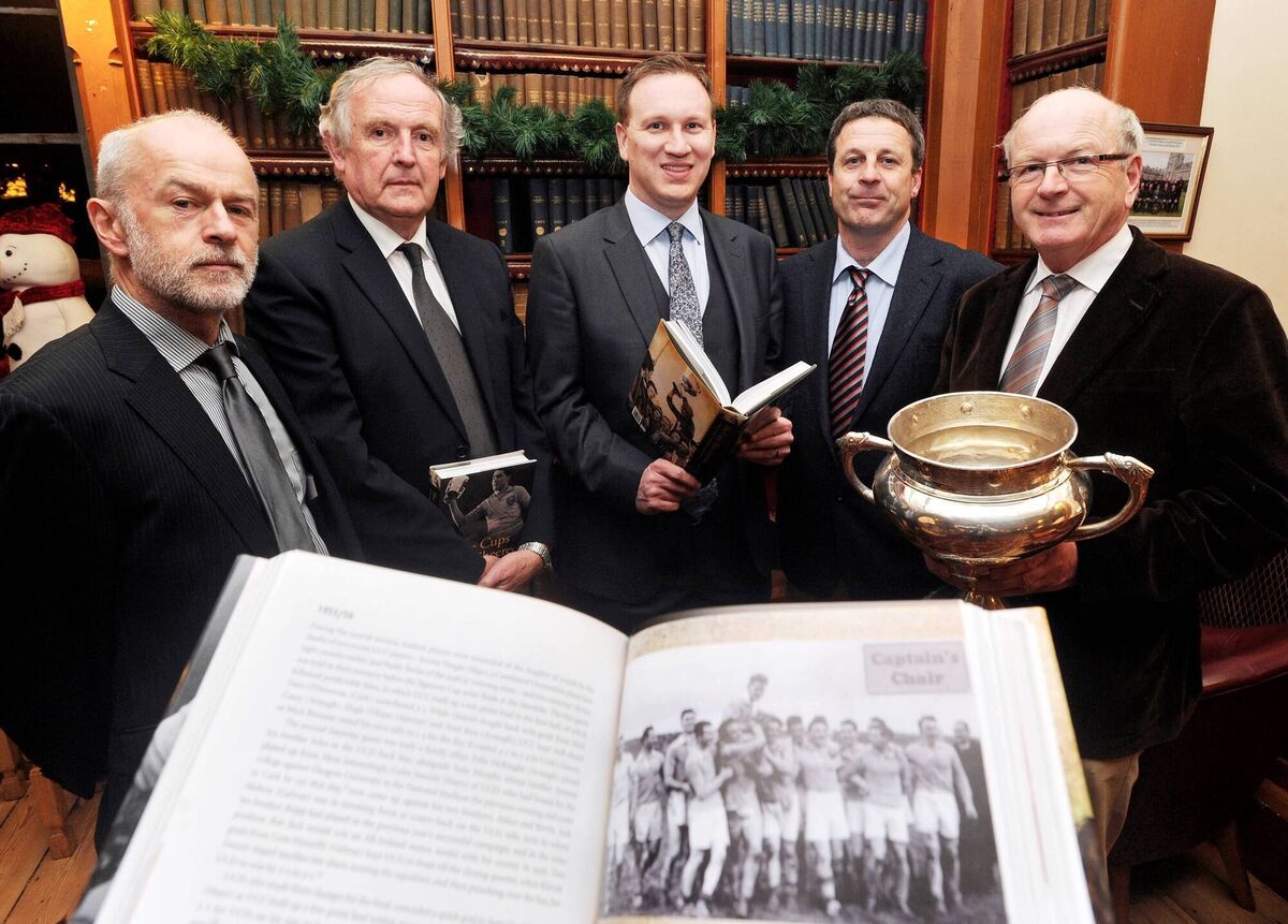 At the launch of the book 'The Cups That Cheered', a history of the Sigerson, Fitzgibbon &amp; Higher Education Gaelic Games' at UCC in 2012 were  Con Collins, Dr Con Murphy, Donal McAnallen, John Grainger and Dr Paddy Crowley. Picture: Denis Minihane.