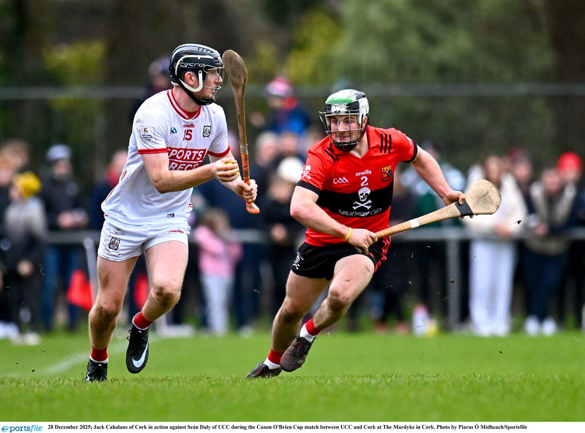 Jack Cahalane of Cork takes on Seán Daly of UCC. Picture: Piaras Ó Mídheach/Sportsfile Jack Cahalane of Cork takes on Seán Daly of UCC. Picture: Piaras Ó Mídheach/Sportsfile