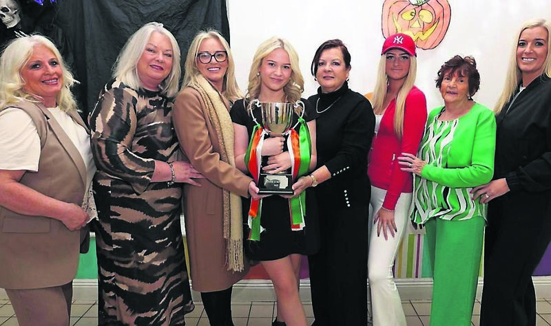 Lottie after the national title win with family, Julie O’Driscoll, Veronica O’Rourke, Celine O’Driscoll, Charlotte O’Driscoll, Brooke O’Driscoll, Jenny McCarthy and Gemma O’Driscoll.