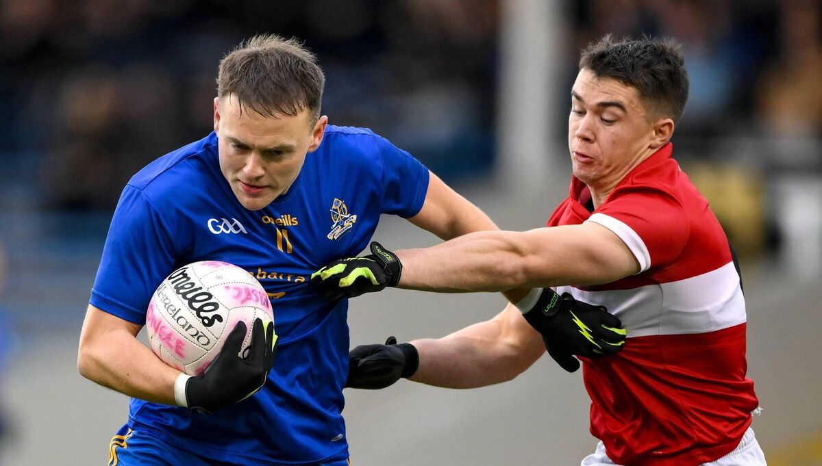 Steven Sherlock of St Finbarr's is tackled by Conor Flannery of Dingle during the AIB Munster GAA Football Senior Club Championship final at FBD Semple Stadium in Thurles. Picture: Brendan Moran/Sportsfile Steven Sherlock of St Finbarr's is tackled by Conor Flannery of Dingle during the AIB Munster GAA Football Senior Club Championship final at FBD Semple Stadium in Thurles. Picture: Brendan Moran/Sportsfile
