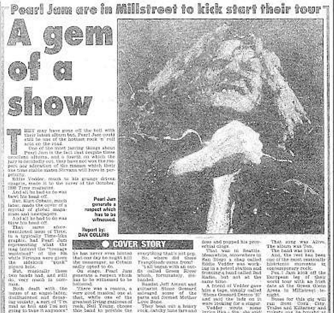 The Echo report on the Pearl Jam gig in Cork in 1996