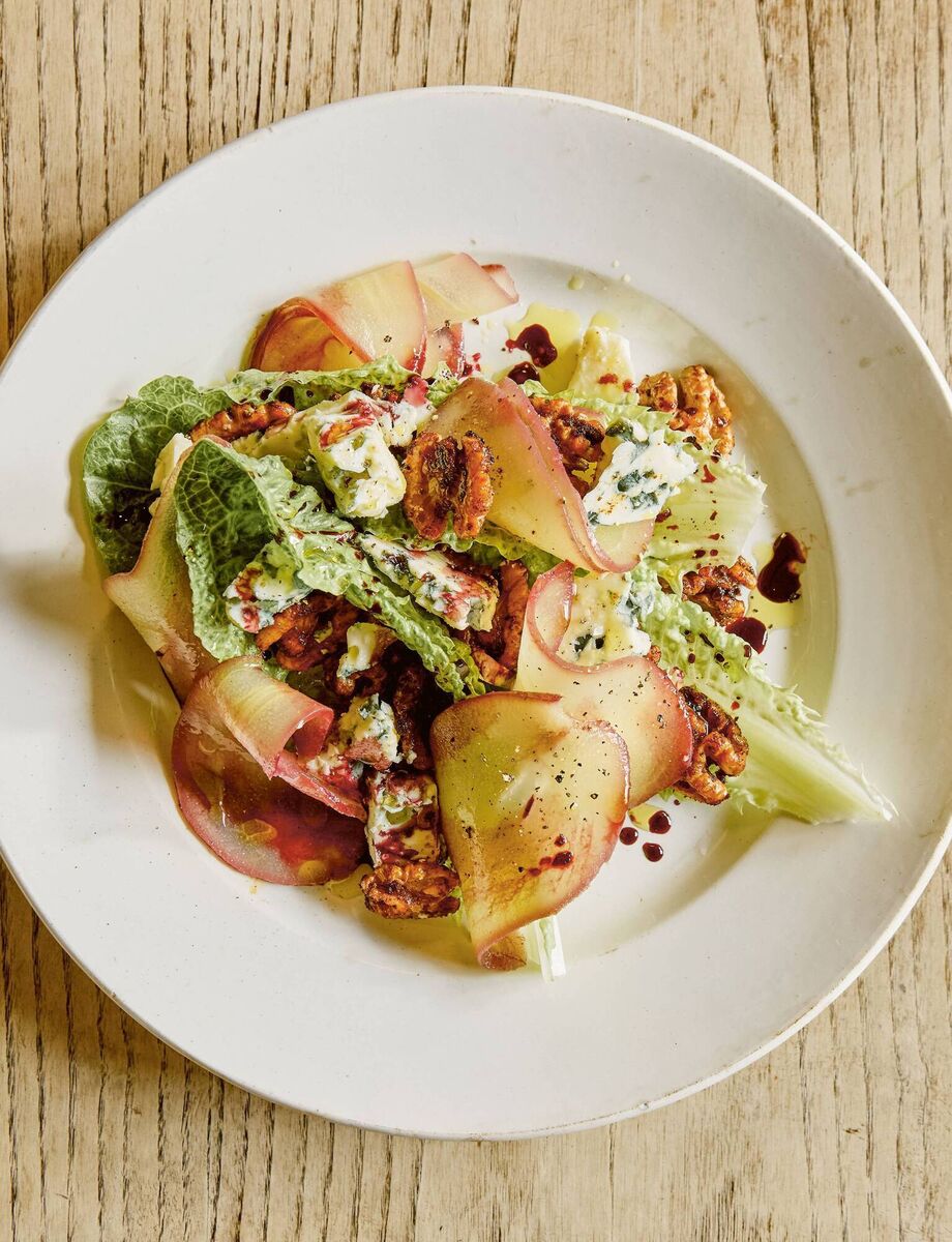 Stephen Harris's pear, walnut and roquefort salad. Picture: Kim Lightbody/PA 