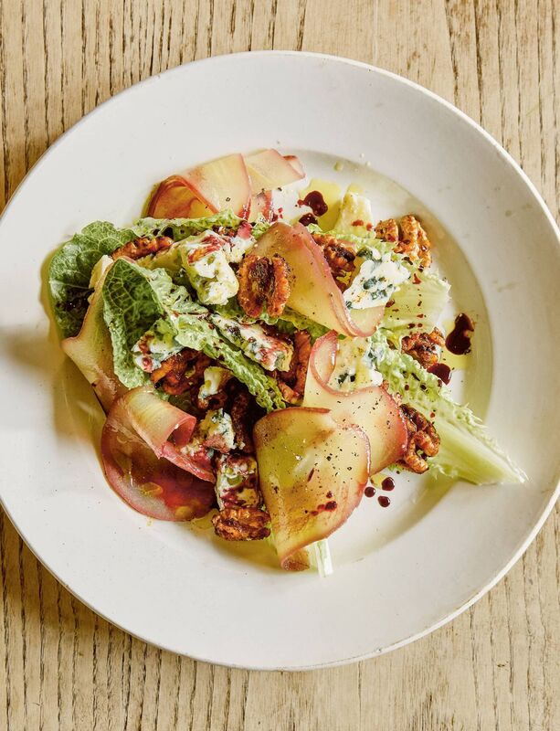 Stephen Harris's pear, walnut and roquefort salad. Picture: Kim Lightbody/PA 