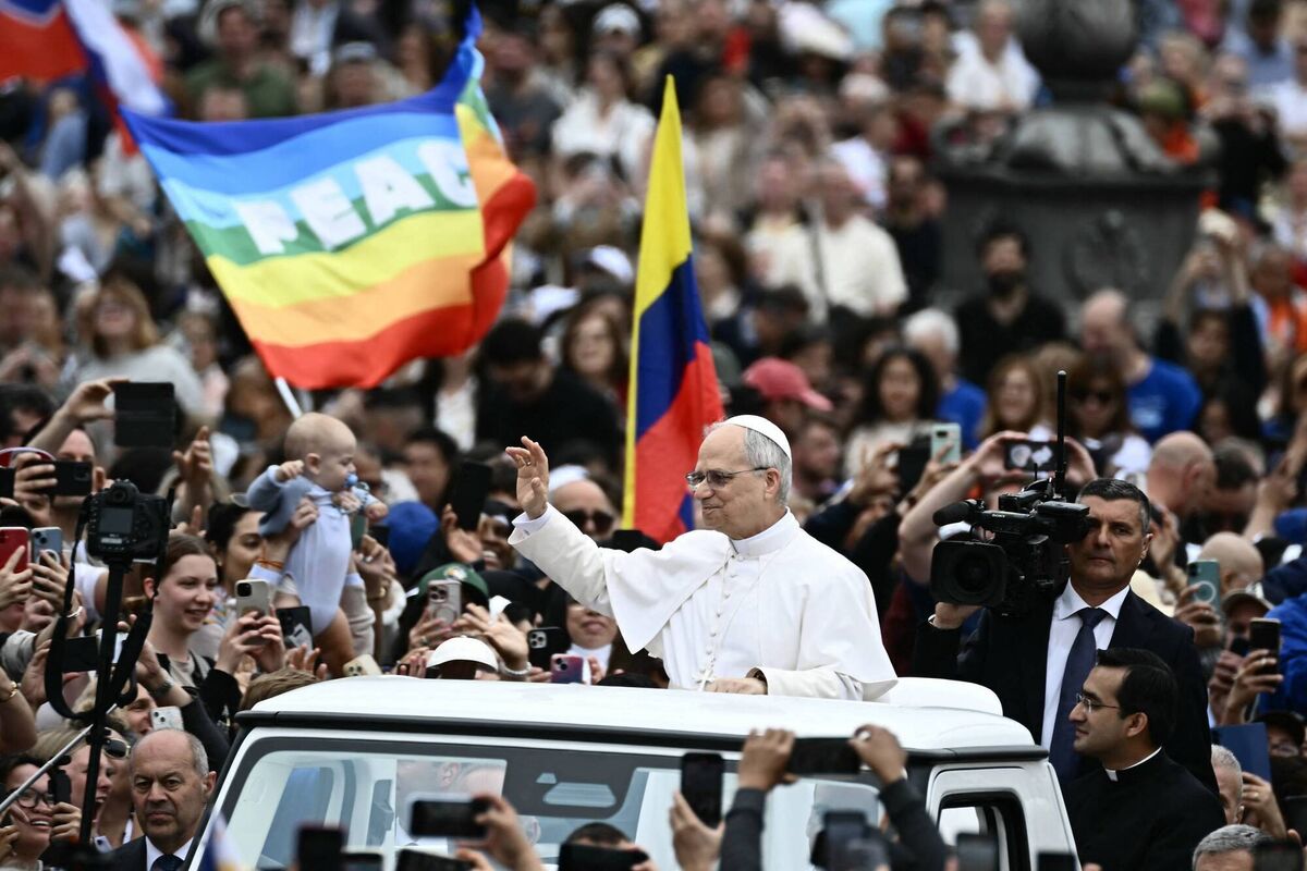 Pope Leo XIV waves to the crowd during the weekly general audience at St Peter's Square in The Vatican on May 21. Picture: Getty.