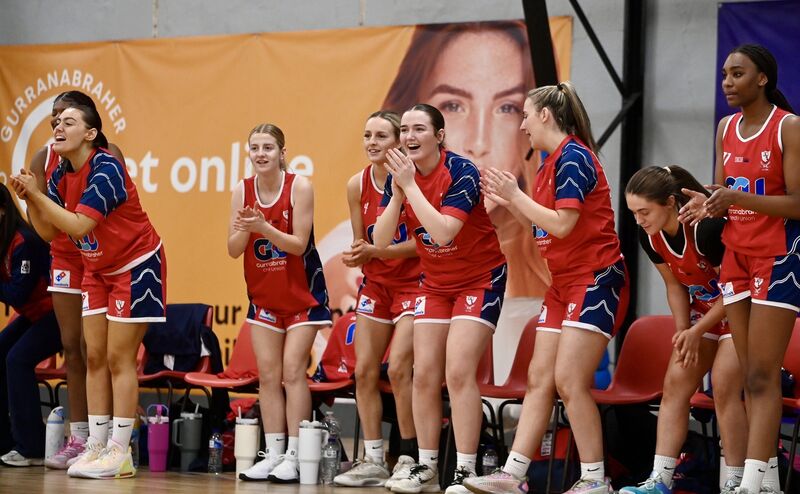  Brunell bench reacts to a score against Glanmire. BASKETBALL: Women's U20 National Cup semi-final: Gurranabraher Credit Union Brunell vs Glanmire in Parochial Hall, Gurranabraher, Cork. Picture: Larry Cummins