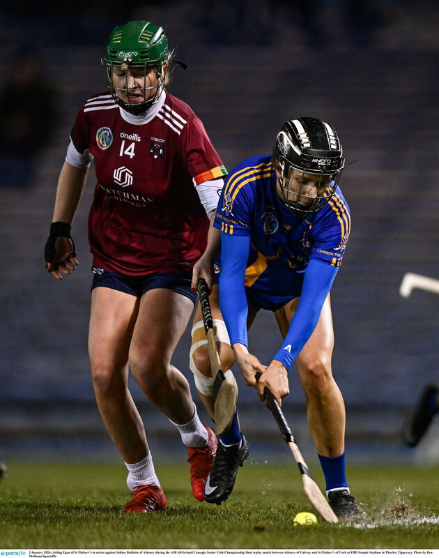 Aisling Egan of St Finbarr’s in action against Sabina Rabbitte of Athenry during the AIB All-Ireland Camogie Senior Club Championship final replay match between Athenry of Galway and St Finbarr's of Cork at FBD Semple Stadium in Thurles, Tipperary. Photo by Ben McShane/Sportsfile Aisling Egan of St Finbarr’s in action against Sabina Rabbitte of Athenry during the AIB All-Ireland Camogie Senior Club Championship final replay match between Athenry of Galway and St Finbarr's of Cork at FBD Semple Stadium in Thurles, Tipperary. Photo by Ben McShane/Sportsfile