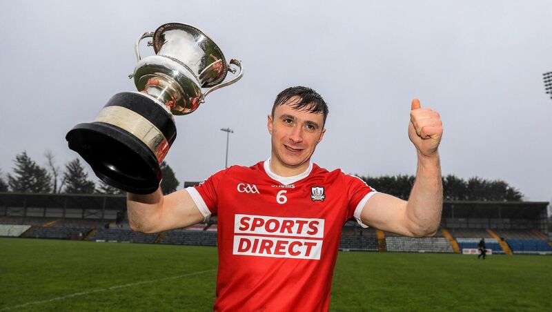 Cork's Seán Meehan with the McGrath Cup in 2024. Picture: INPHO/Natasha Barton