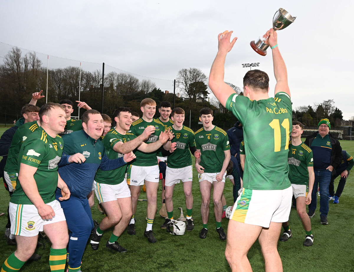 Cobh captain Timmy Wilk and players celebrate after defeating Donoughmore. Picture; Eddie O'Hare
