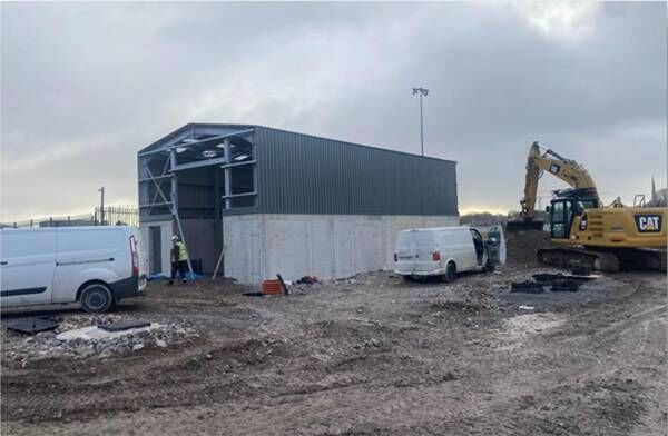 Fuelling shed Cladding is ongoing. Picture Chani Anderson