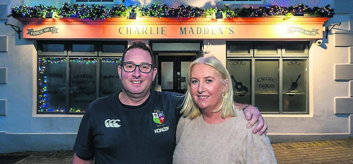 Simon and Sheila Walton outside their bar. Simon and Sheila Walton outside their bar.