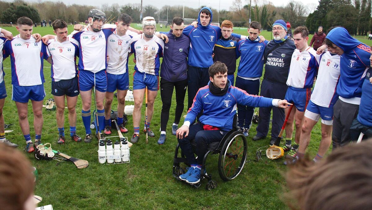 Jamie Wall speaks to his Mary Immaculate College team after victory Limerick IT in the Fitzgibbon Cup semi-final in 2017. Picture: Inpho/Mike Shaughnessy Jamie Wall speaks to his Mary Immaculate College team after victory Limerick IT in the Fitzgibbon Cup semi-final in 2017. Picture: Inpho/Mike Shaughnessy