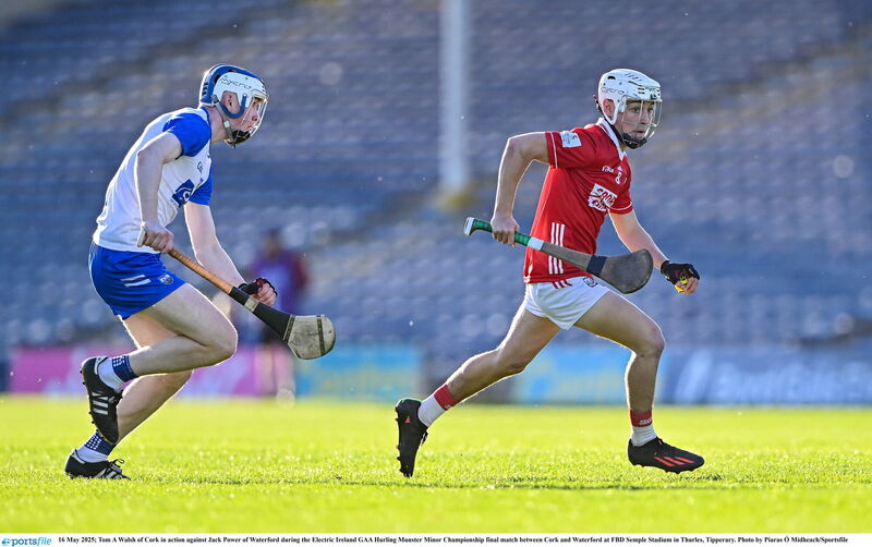 Tom A Walsh of Cork in action against Jack Power of Waterford during last May's Electric Ireland Munster MHC final at FBD Semple Stadium in Thurles. Picture: Piaras Ó Mídheach/Sportsfile