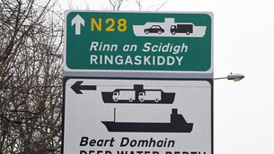 <p>The ferry berthed at the terminal in Ringaskiddy.</p>