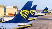 Palma de Mallorca, Spain - May 27, 2025: Ryanair Boeing 737 airplanes at Palma de Mallorca airport in Spain.
