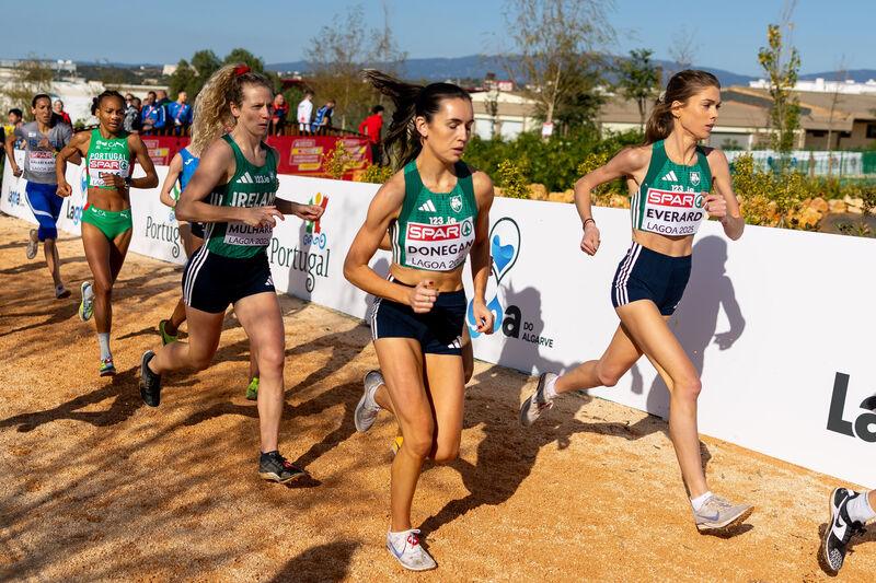 Ireland’s Mary Mulhare, Danielle Donegan and Fiona Everard in action recently. Picture: INPHO/Morgan Treacy