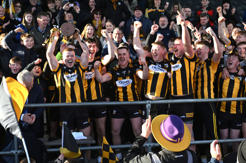  Kilbrittain captain Philip Wall and his team celebrate after the win over Kilrossanty in the AIB Munster Club JHC final in Mallow. Picture: Dan Linehan